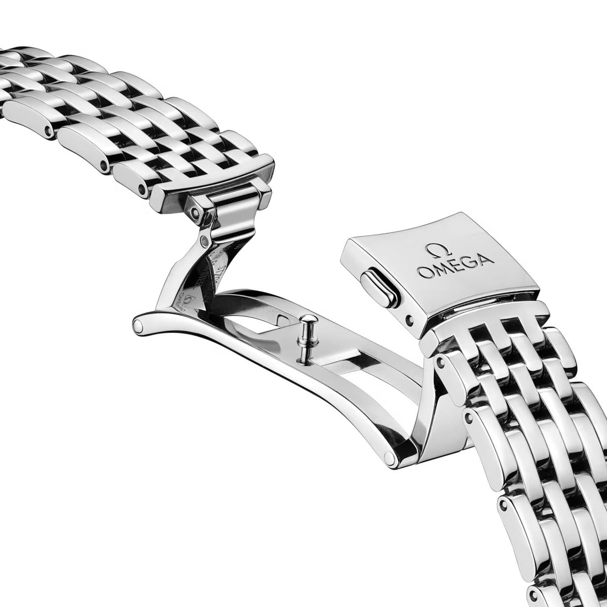 OMEGA De Ville Prestige 34mm White Mother of Pearl Dial Ladies Bracelet Watch - Berry's Jewellers