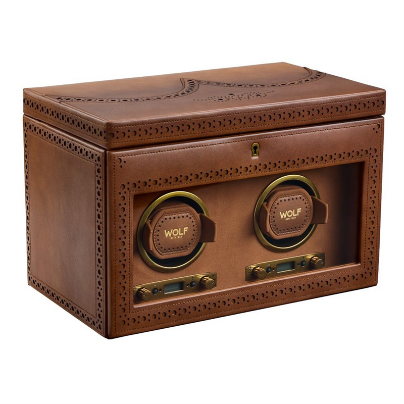 Brogue Double Watch Winder With Storage