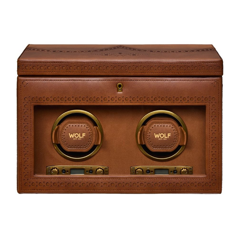Brogue Double Watch Winder With Storage