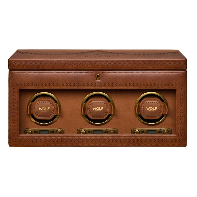 Brogue Triple Watch Winder With Storage