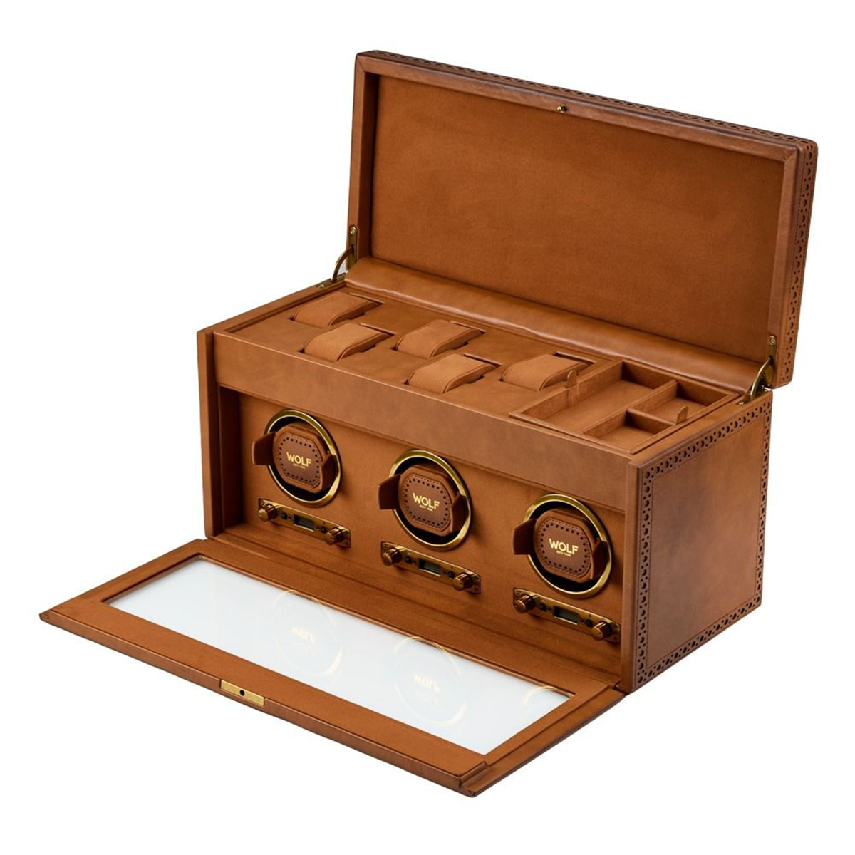Brogue Triple Watch Winder With Storage