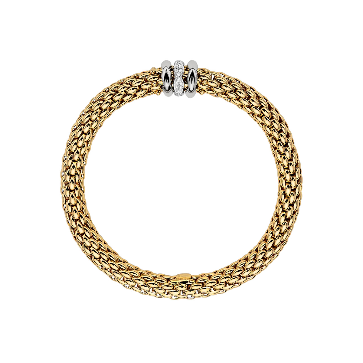 FOPE Love Nest 18ct Yellow Gold Bracelet With Diamond & Polished Shaped Rondels - Berry's Jewellers