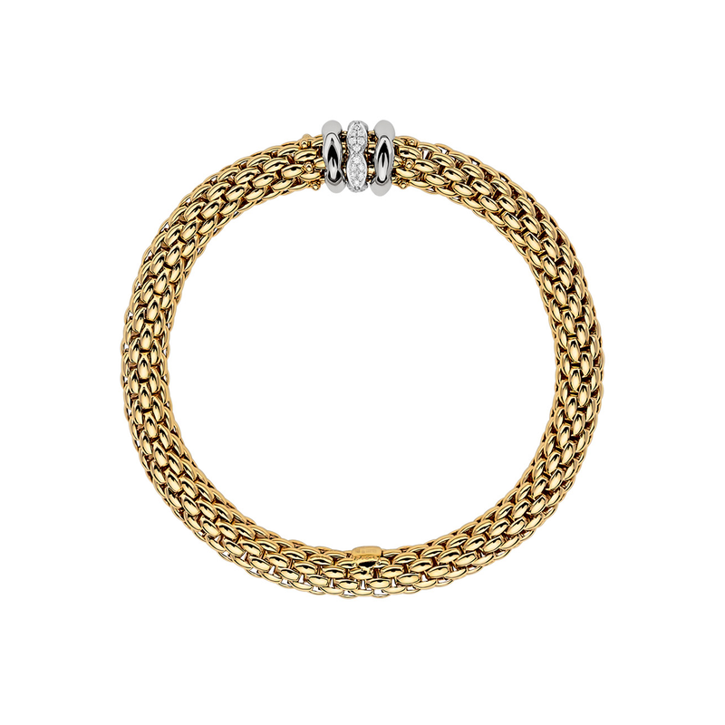 FOPE Love Nest 18ct Yellow Gold Bracelet With Diamond & Polished Shaped Rondels - Berry's Jewellers