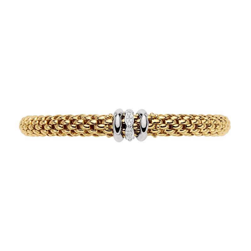 FOPE Love Nest 18ct Yellow Gold Bracelet With Diamond & Polished Shaped Rondels - Berry's Jewellers