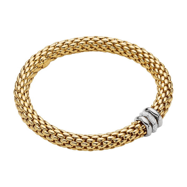 FOPE Love Nest 18ct Yellow Gold Bracelet With Diamond & Polished Shaped Rondels - Berry's Jewellers