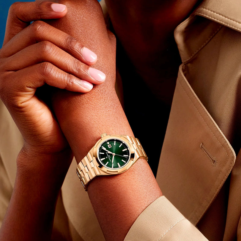 Vacheron Constantin Overseas Self-Winding 34.5mm 18ct Pink Gold Green Dial Ladies Watch - Berry's Jewellers