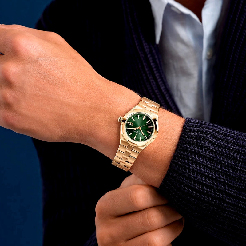 Vacheron Constantin Overseas Self-Winding 34.5mm 18ct Pink Gold Green Dial Ladies Watch - Berry's Jewellers