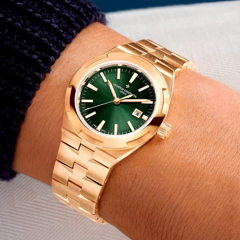 Vacheron Constantin Overseas Self-Winding 34.5mm 18ct Pink Gold Green Dial Ladies Watch - Berry's Jewellers