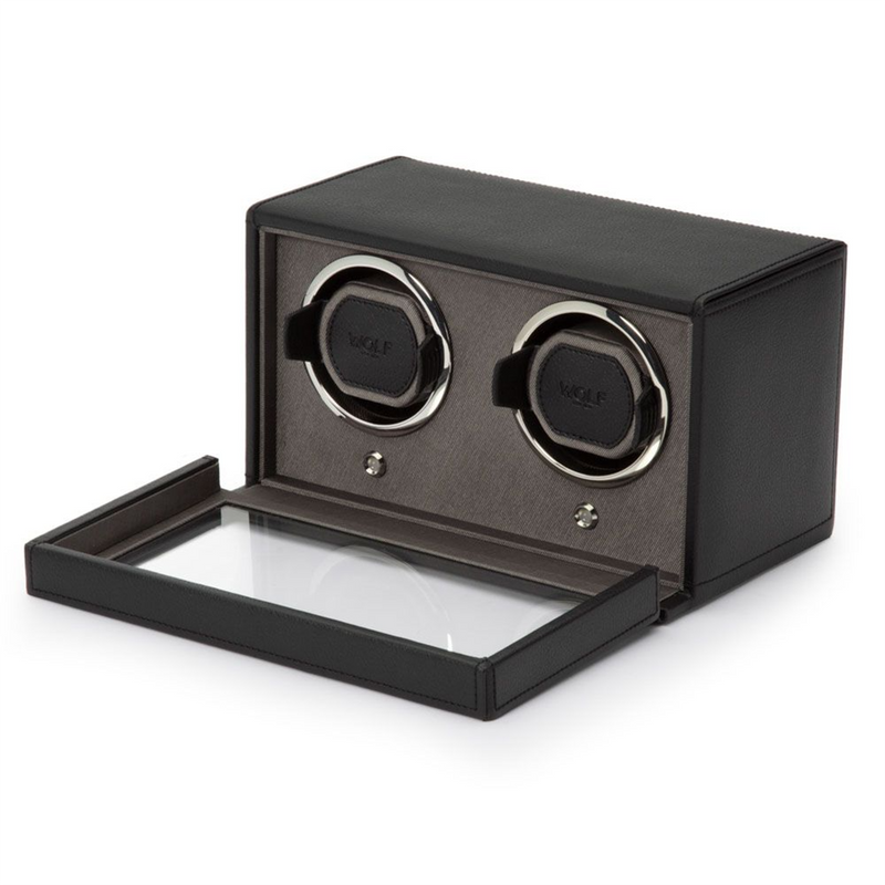 Cub Black Double Watch Winder With Cover