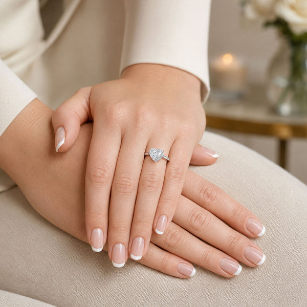 Platinum GIA Certificated Heart Shaped Diamond Halo Cluster Ring