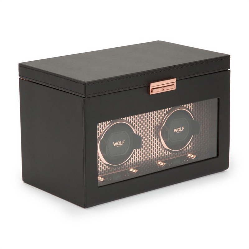 Axis Copper Double Watch Winder With Storage