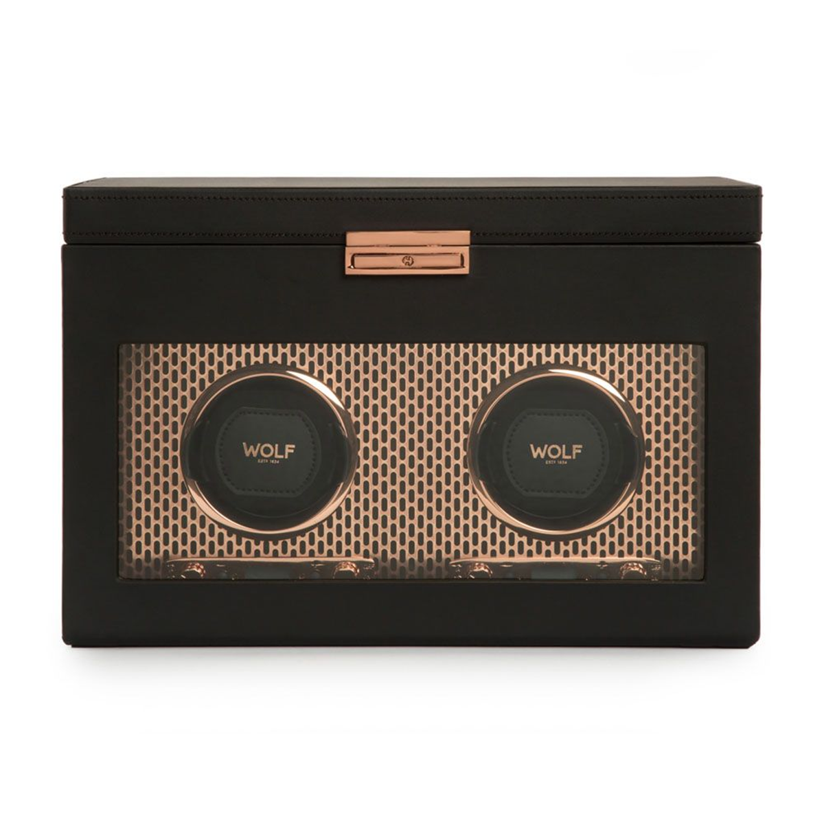 Axis Copper Double Watch Winder With Storage