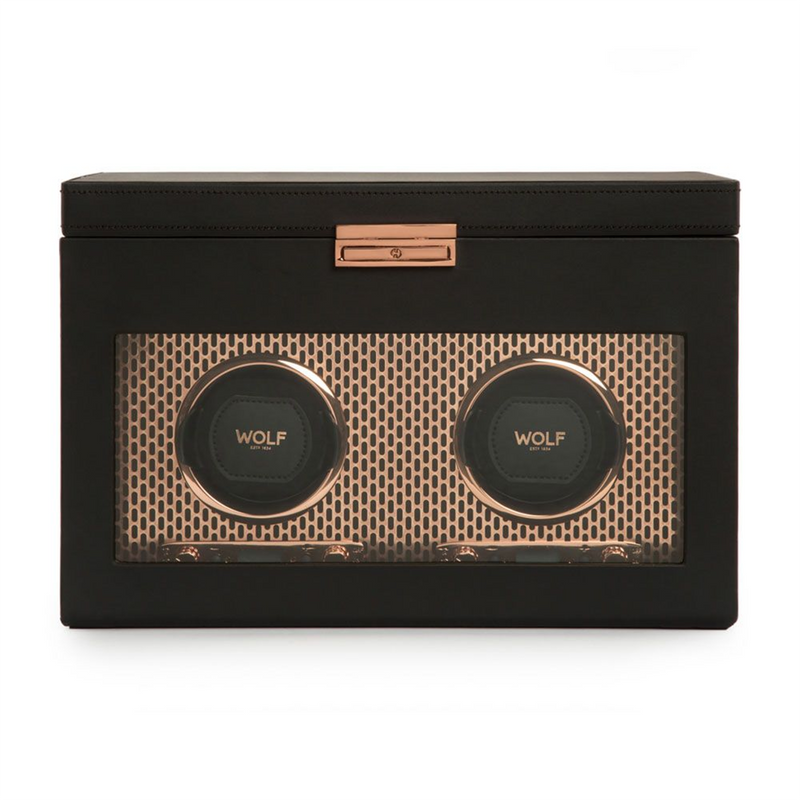 Axis Copper Double Watch Winder With Storage