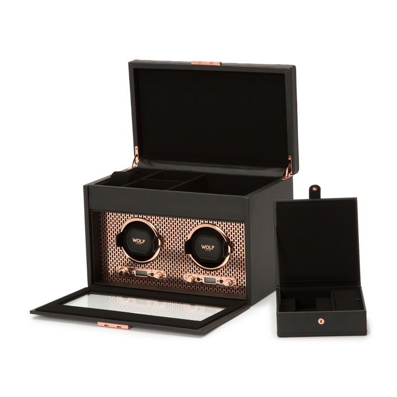 Axis Copper Double Watch Winder With Storage