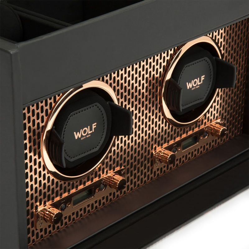 Axis Copper Double Watch Winder With Storage