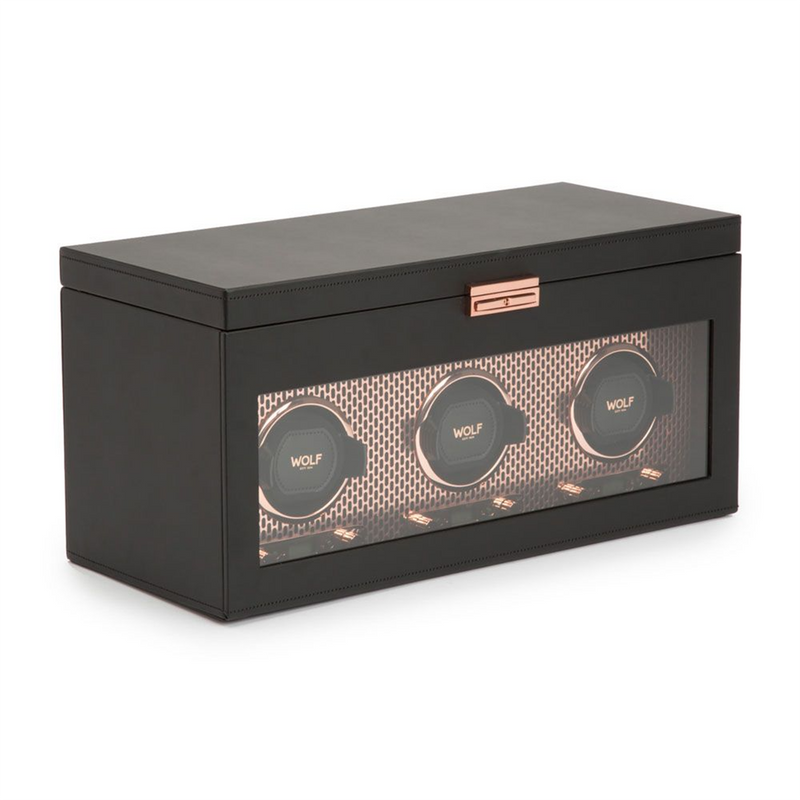 Axis Copper Triple Watch Winder With Storage
