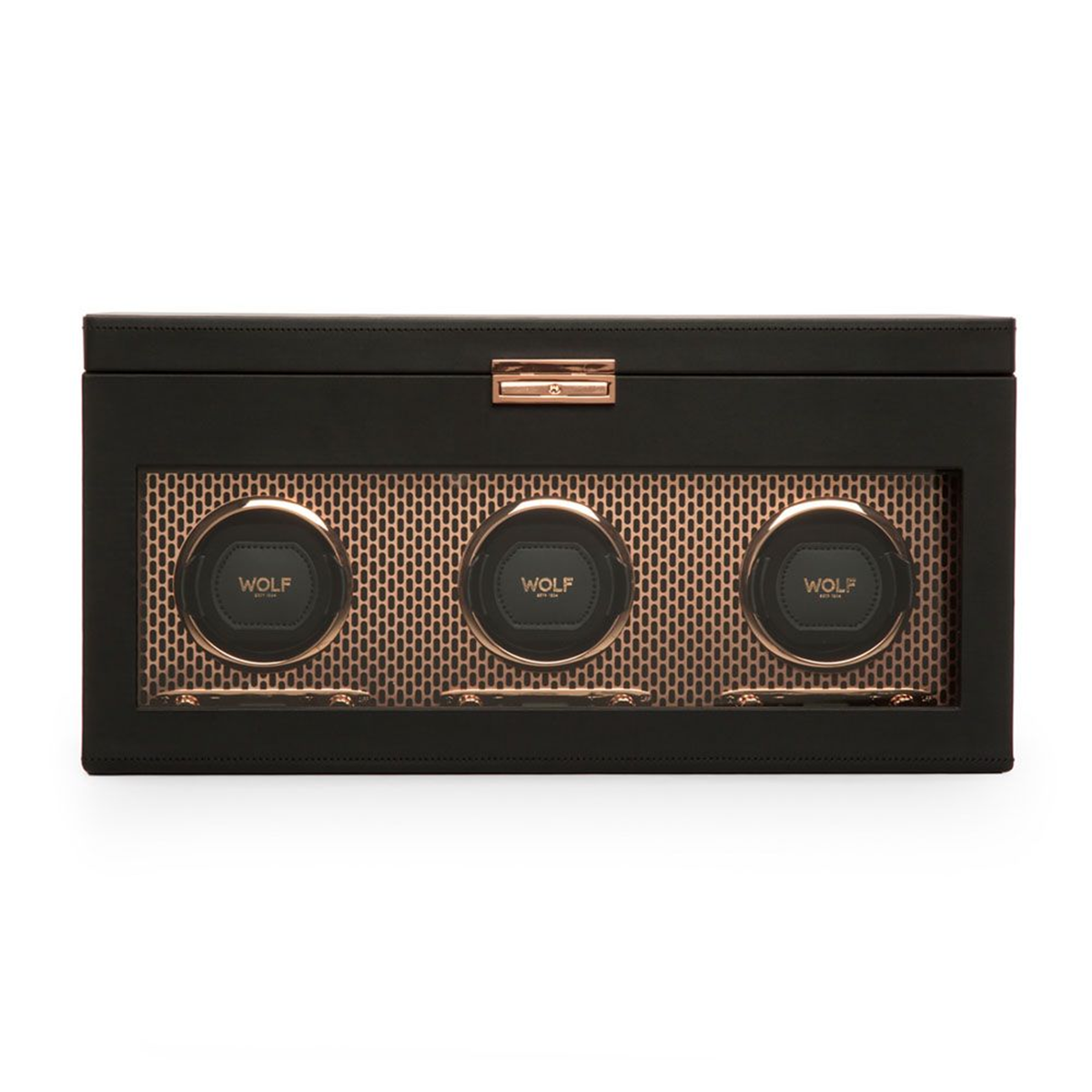 WOLF 1834 Axis Copper Triple Watch Winder With Storage - Berry's Jewellers