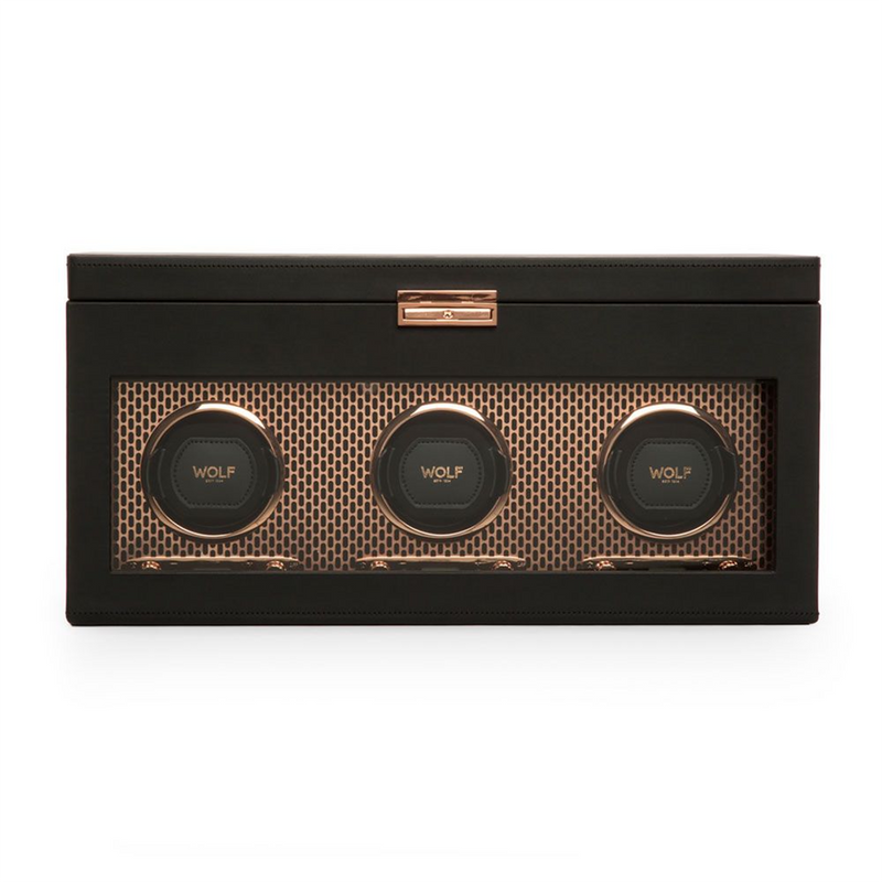 Axis Copper Triple Watch Winder With Storage