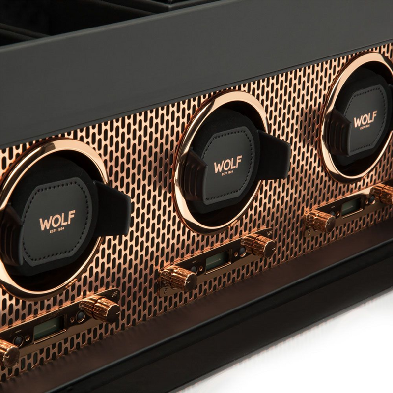 Axis Copper Triple Watch Winder With Storage