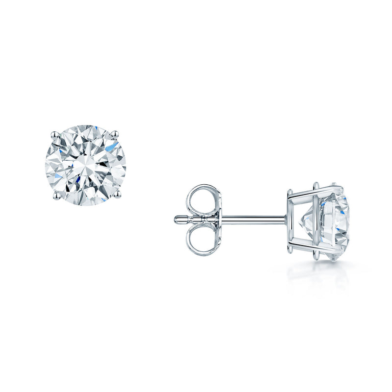 18ct White Gold GIA Certificated Round Brilliant Cut Diamond Stud Earrings