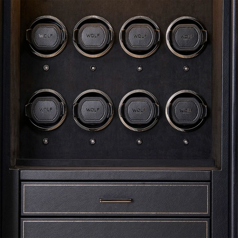 Athos Black 12 Piece Watch Winder & Jewellery Safe