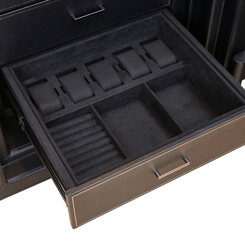 Athos Black 12 Piece Watch Winder & Jewellery Safe