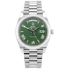 Pre-Owned Rolex Day-Date 40mm 18ct White Gold Green Dial Watch (2021) - Berry's Jewellers