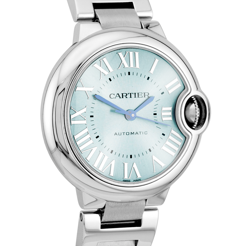 Pre-Owned Cartier Ballon Bleu 33mm Ice Blue Dial Ladies Bracelet Watch - Berry's Jewellers