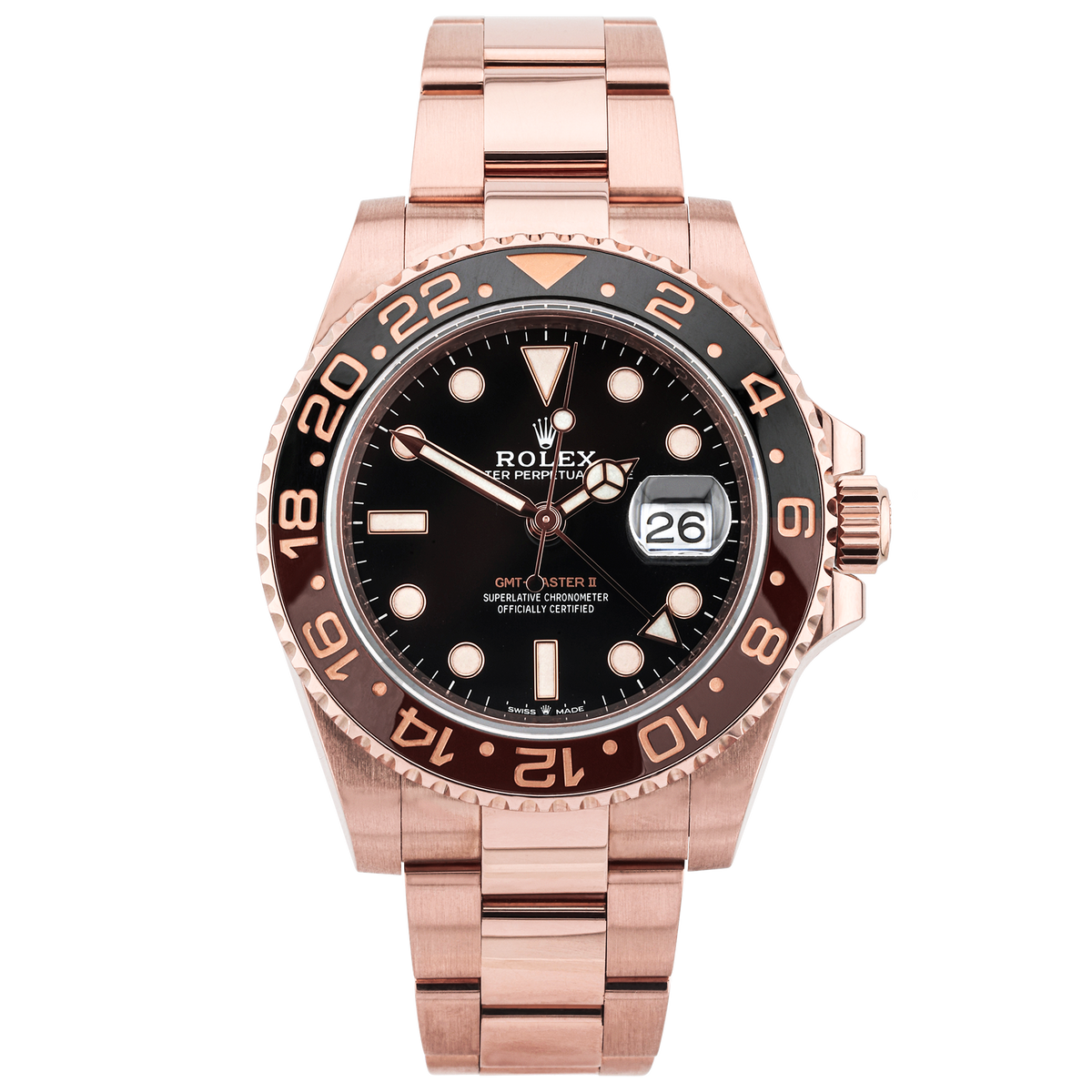 Pre-Owned Rolex GMT-Master II 40mm 18ct Rose Gold 'Root Beer' Watch (2019) - Berry's Jewellers