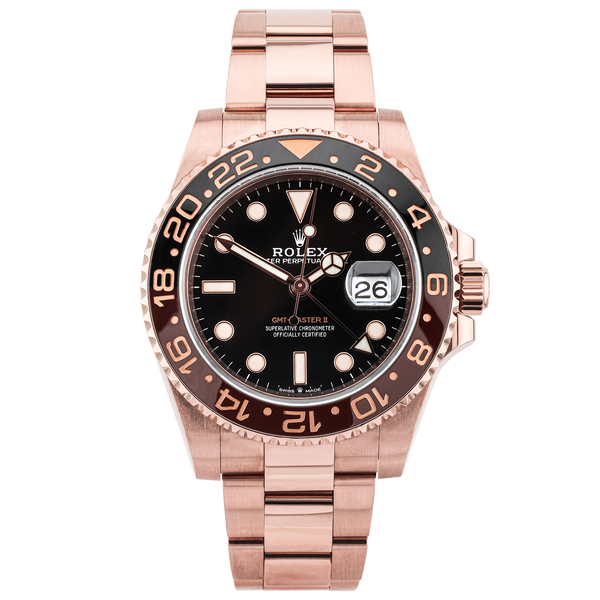 Pre-Owned Rolex GMT-Master II 40mm 18ct Rose Gold 'Root Beer' Watch (2019) - Berry's Jewellers