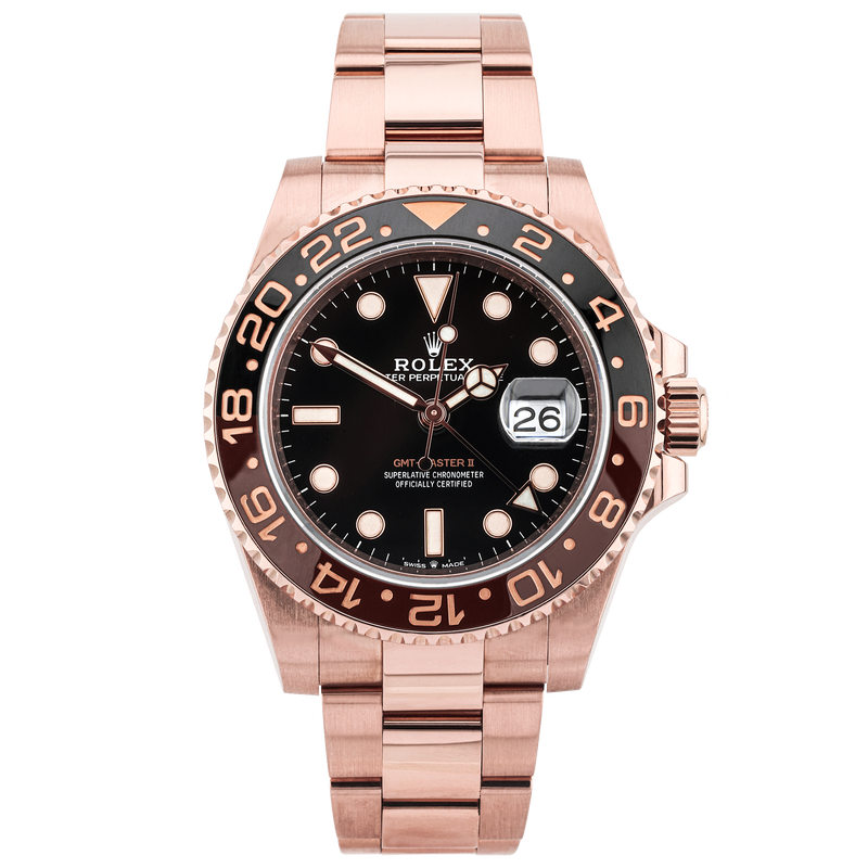 Pre-Owned Rolex GMT-Master II 40mm 18ct Rose Gold 'Root Beer' Watch (2019) - Berry's Jewellers