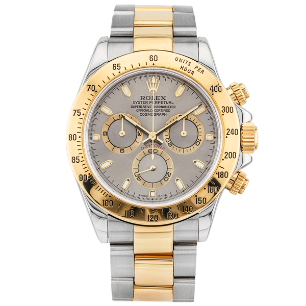 Pre-Owned Rolex Daytona Cosmograph 40mm Two-Tone Grey Dial Watch (2004) - Berry's Jewellers