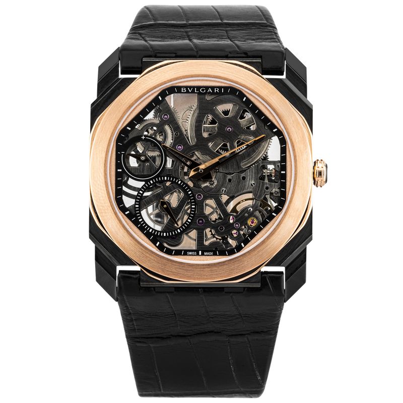 Pre-Owned BVLGARI Octo Finissimo 40mm Two-Tone Skeleton Dial Mens Watch - Berry's Jewellers
