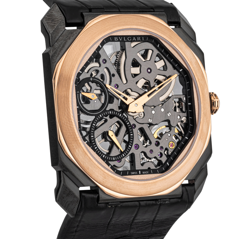 Pre-Owned BVLGARI Octo Finissimo 40mm Two-Tone Skeleton Dial Mens Watch - Berry's Jewellers