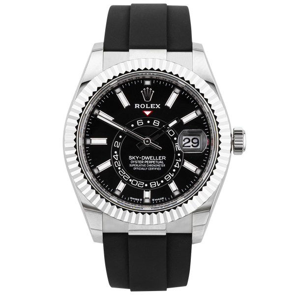 Pre-Owned Rolex Sky-Dweller 42mm 18ct White Gold Bright Black Dial Watch (2024) - Berry's Jewellers
