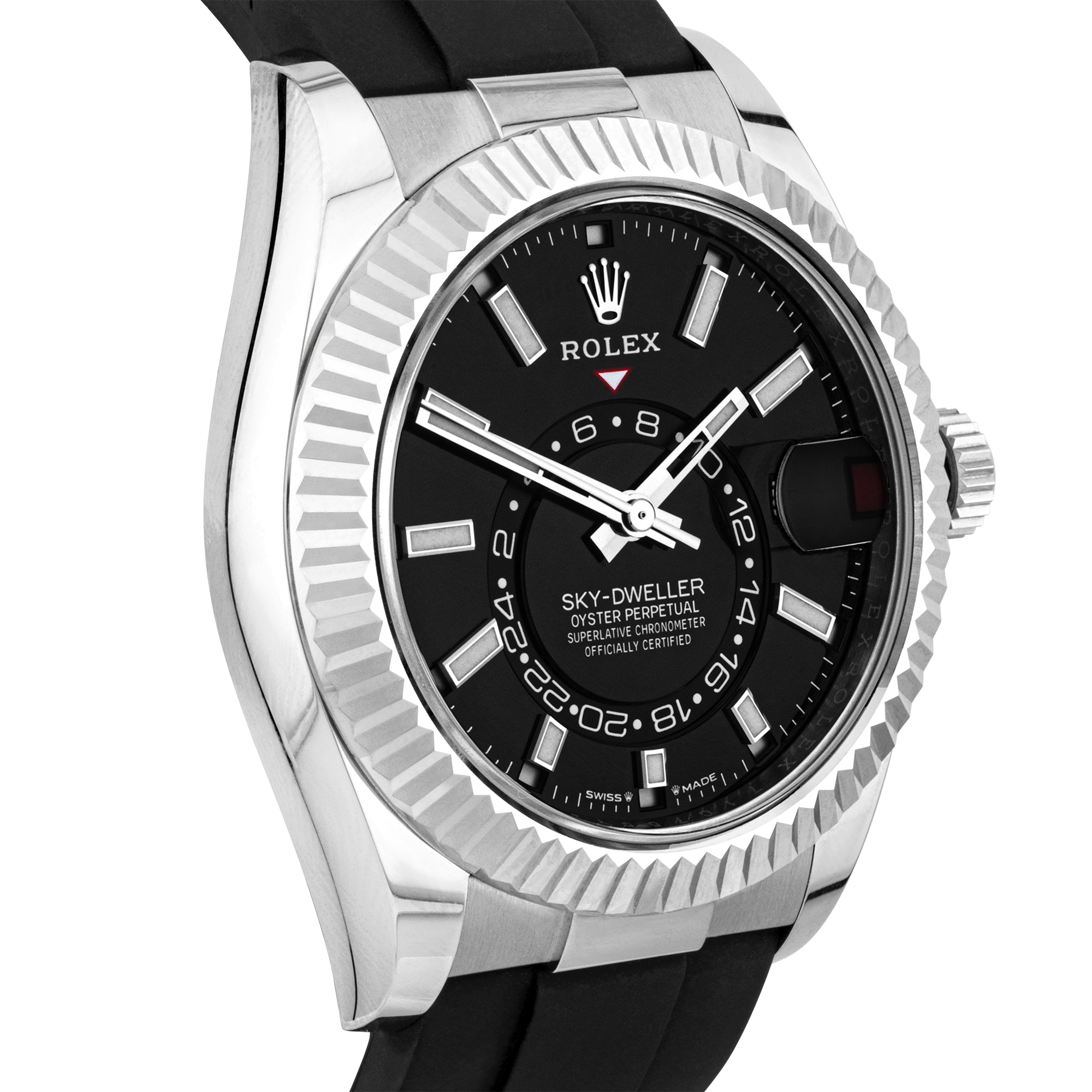 Pre-Owned Rolex Sky-Dweller 42mm 18ct White Gold Bright Black Dial Watch (2024) - Berry's Jewellers