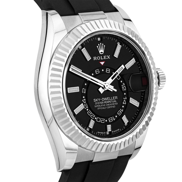 Pre-Owned Rolex Sky-Dweller 42mm 18ct White Gold Bright Black Dial Watch (2024) - Berry's Jewellers