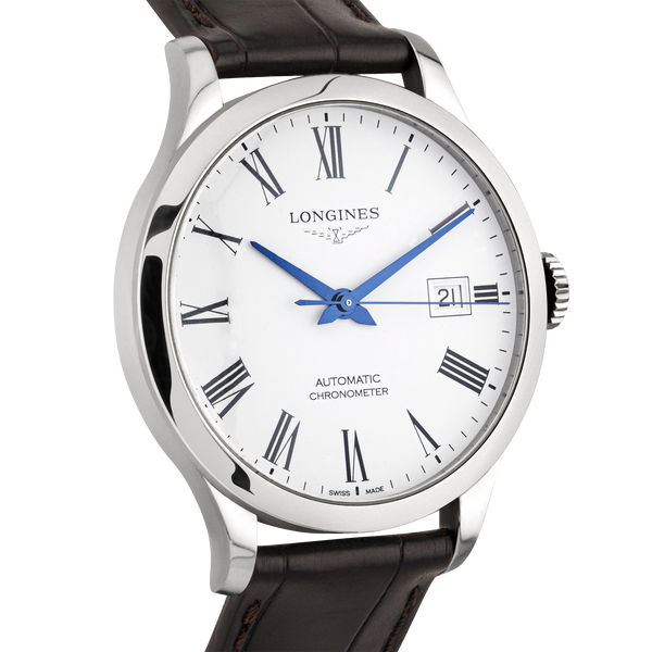 Pre-Owned Longines Record 40mm White Roman Dial Mens Automatic Watch (2024) - Berry's Jewellers