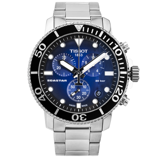 Pre-Owned Tissot Seastar 1000 45mm Blue Gradient Dial Chronograph Watch - Berry's Jewellers