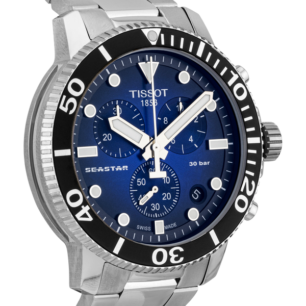 Pre-Owned Tissot Seastar 1000 45mm Blue Gradient Dial Chronograph Watch - Berry's Jewellers