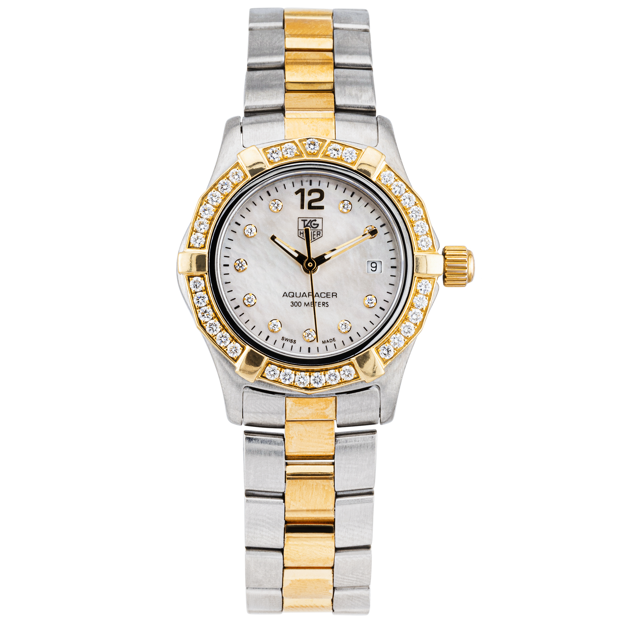 Pre-Owned TAG Heuer Aquaracer 27mm Two-Tone Diamond Set Ladies Watch (2007) - Berry's Jewellers