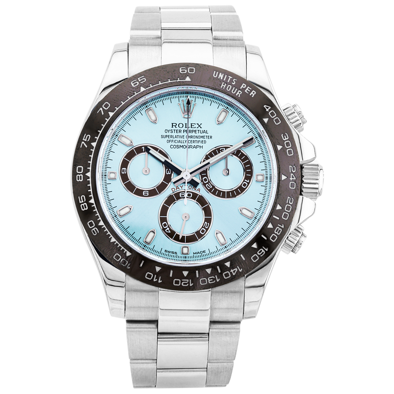 Pre-Owned Rolex Daytona Cosmograph 40mm Platinum Ice Blue Dial Watch (2019) - Berry's Jewellers