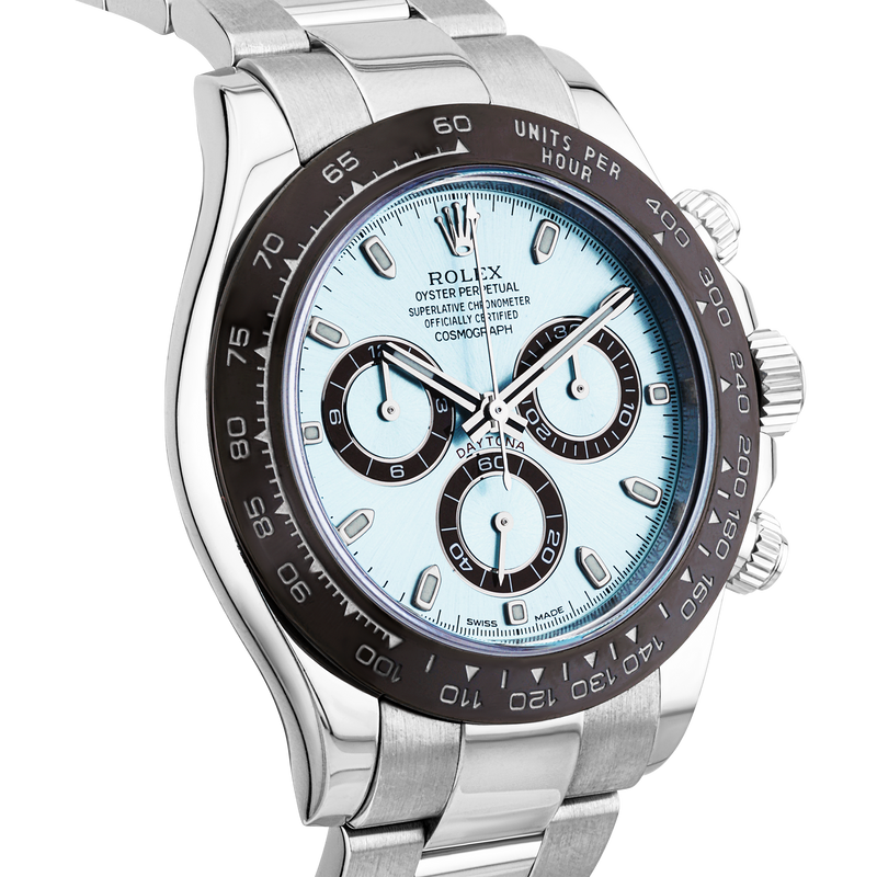 Pre-Owned Rolex Daytona Cosmograph 40mm Platinum Ice Blue Dial Watch (2019) - Berry's Jewellers