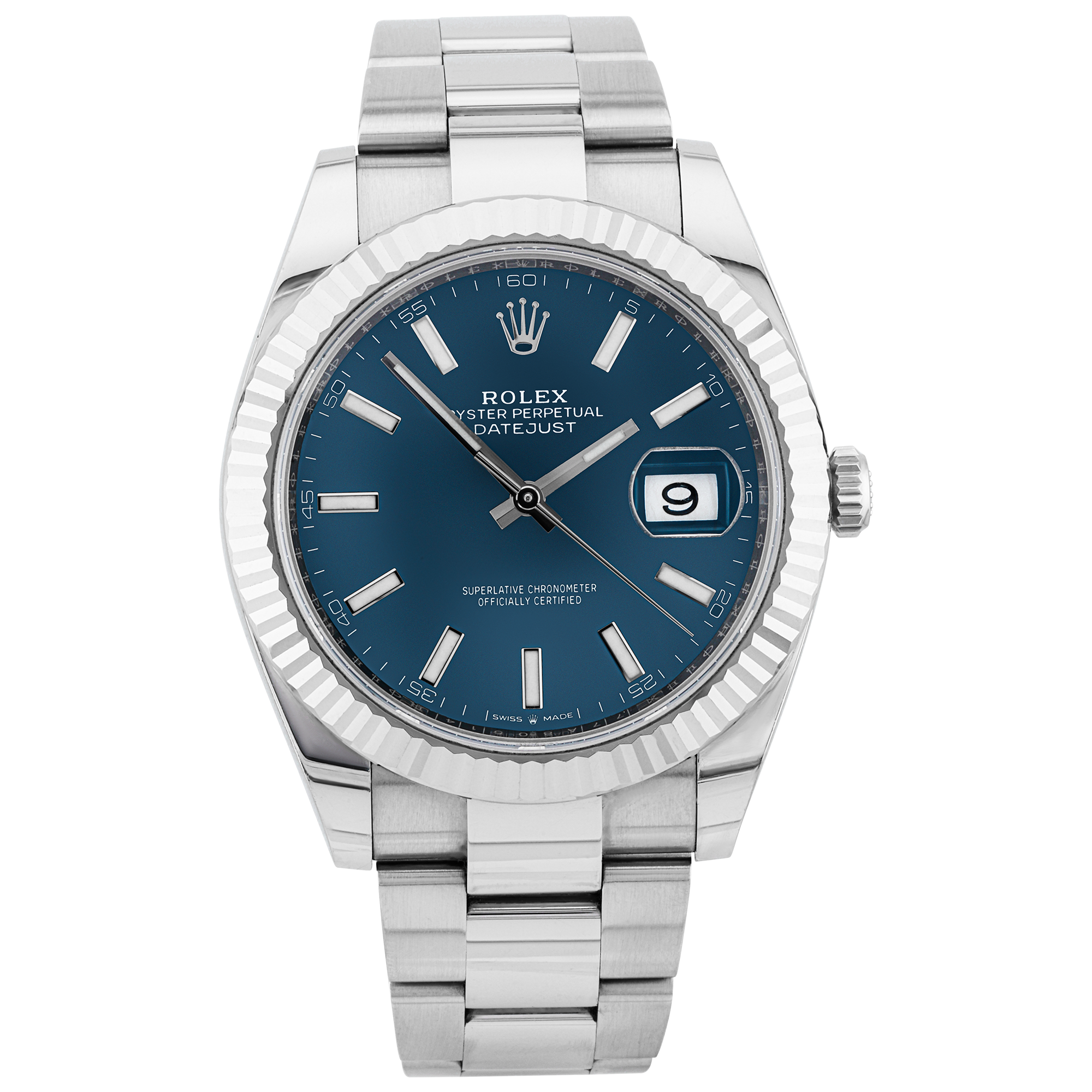 Pre-Owned Rolex Datejust 41mm Blue Sunray Dial Mens Bracelet Watch (2019) - Berry's Jewellers