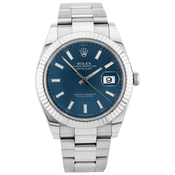 Pre-Owned Rolex Datejust 41mm Blue Sunray Dial Mens Bracelet Watch (2019) - Berry's Jewellers