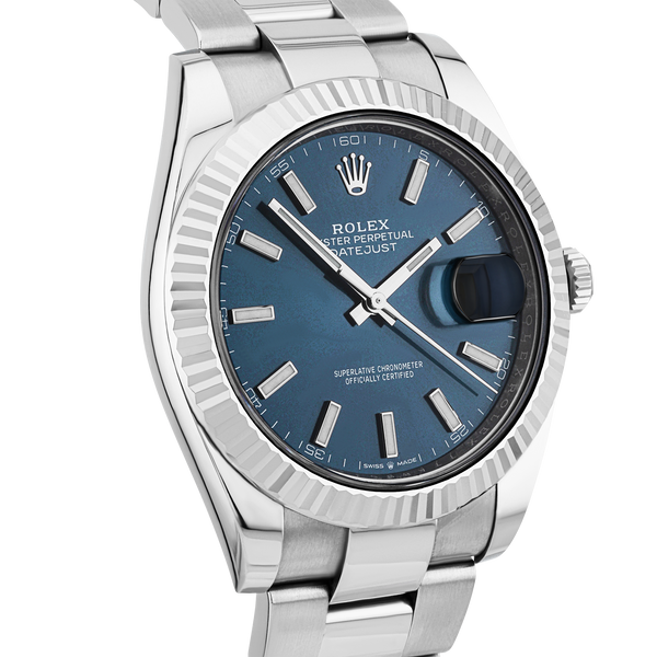 Pre-Owned Rolex Datejust 41mm Blue Sunray Dial Mens Bracelet Watch (2019) - Berry's Jewellers