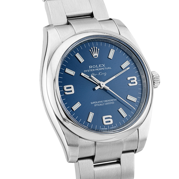 Pre-Owned Rolex Air-King 34mm Blue Dial Ladies Automatic Watch (2012) - Berry's Jewellers