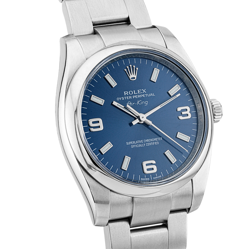 Pre-Owned Rolex Air-King 34mm Blue Dial Ladies Automatic Watch (2012) - Berry's Jewellers