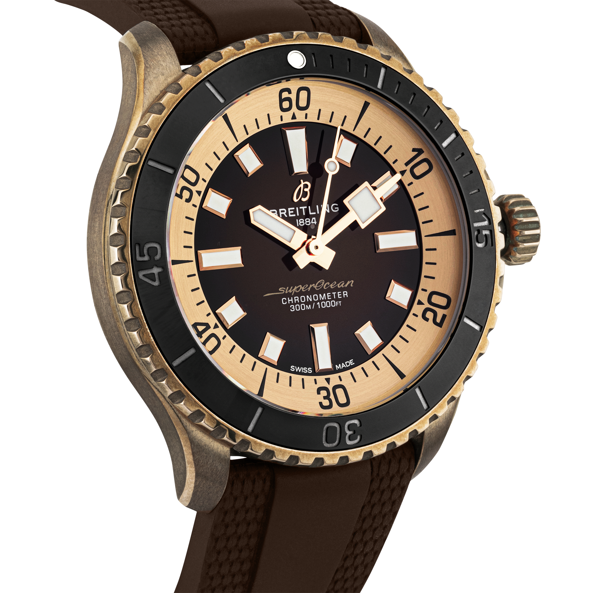 Breitling Superocean Bronze 44mm Brown Dial Rubber Strap Watch (2025)