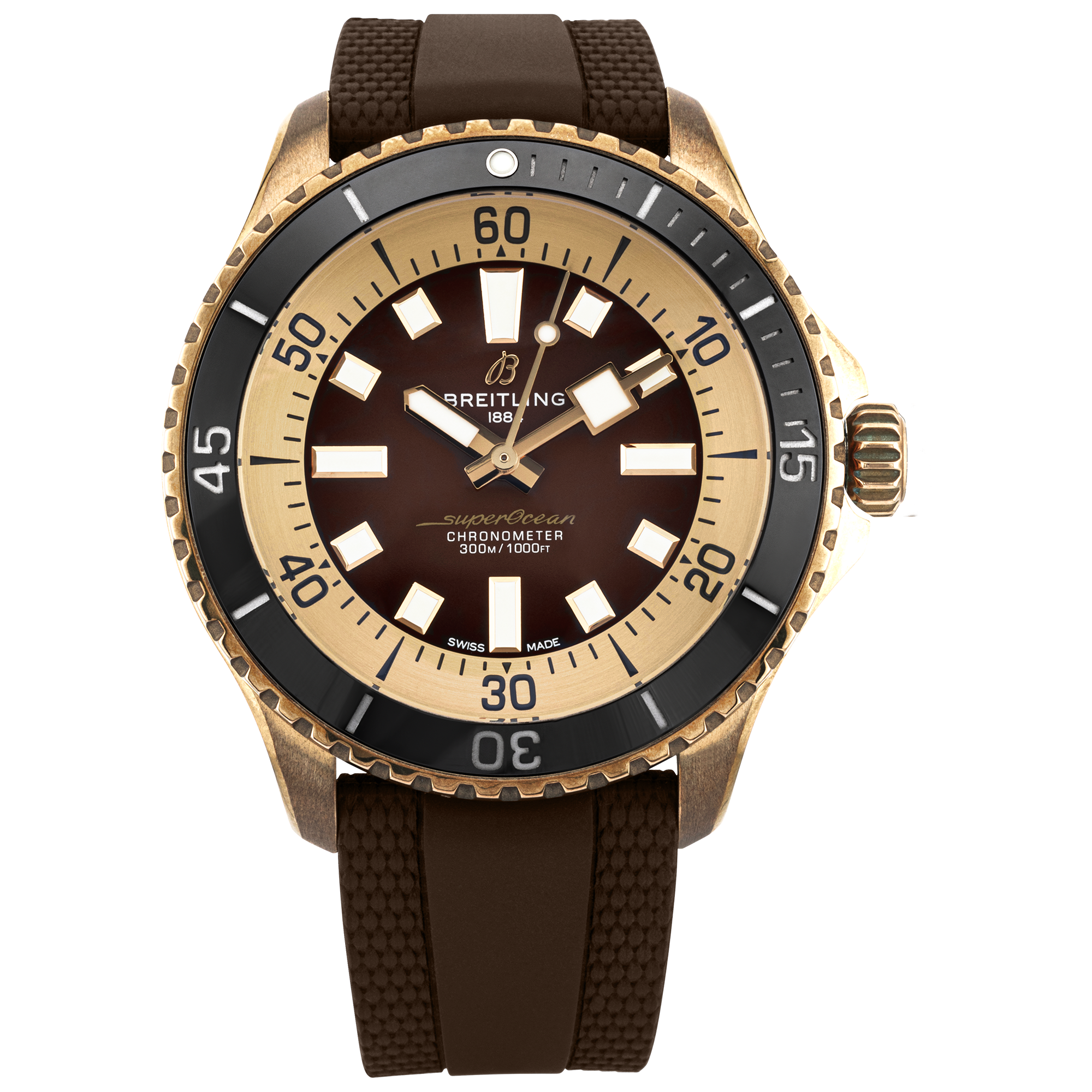 Breitling Superocean Bronze 44mm Brown Dial Rubber Strap Watch (2025)